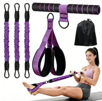 Upgraded Multifunction Pedal Resistance Band with Handle,3 Tube Adjustable Resistance Bands for Abdomen, Waist, Arm, Core/ABS, Leg Workout - Sit Up Exercise Equipment for Women
