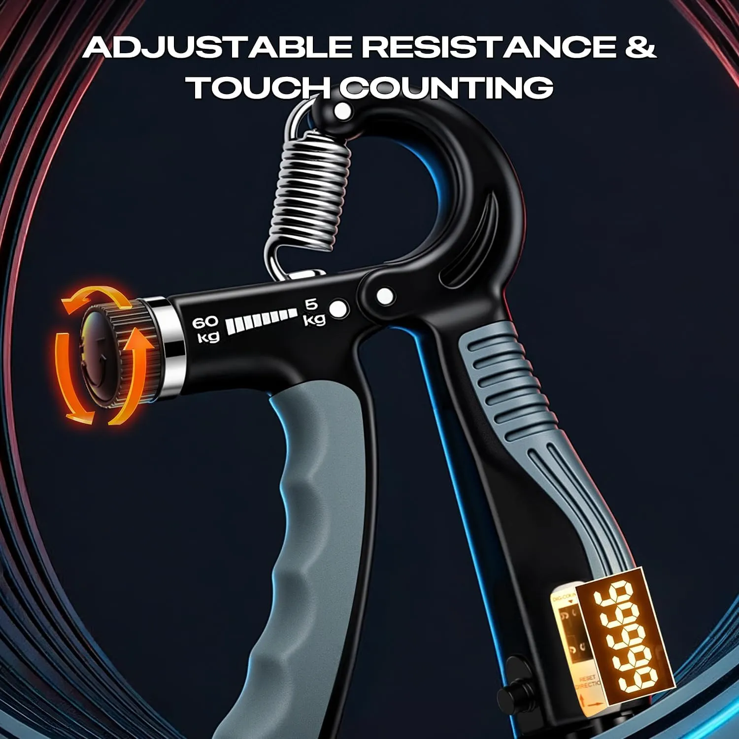 Adjustable Resistance 11-132lbs/5-60kg Hand Gripper