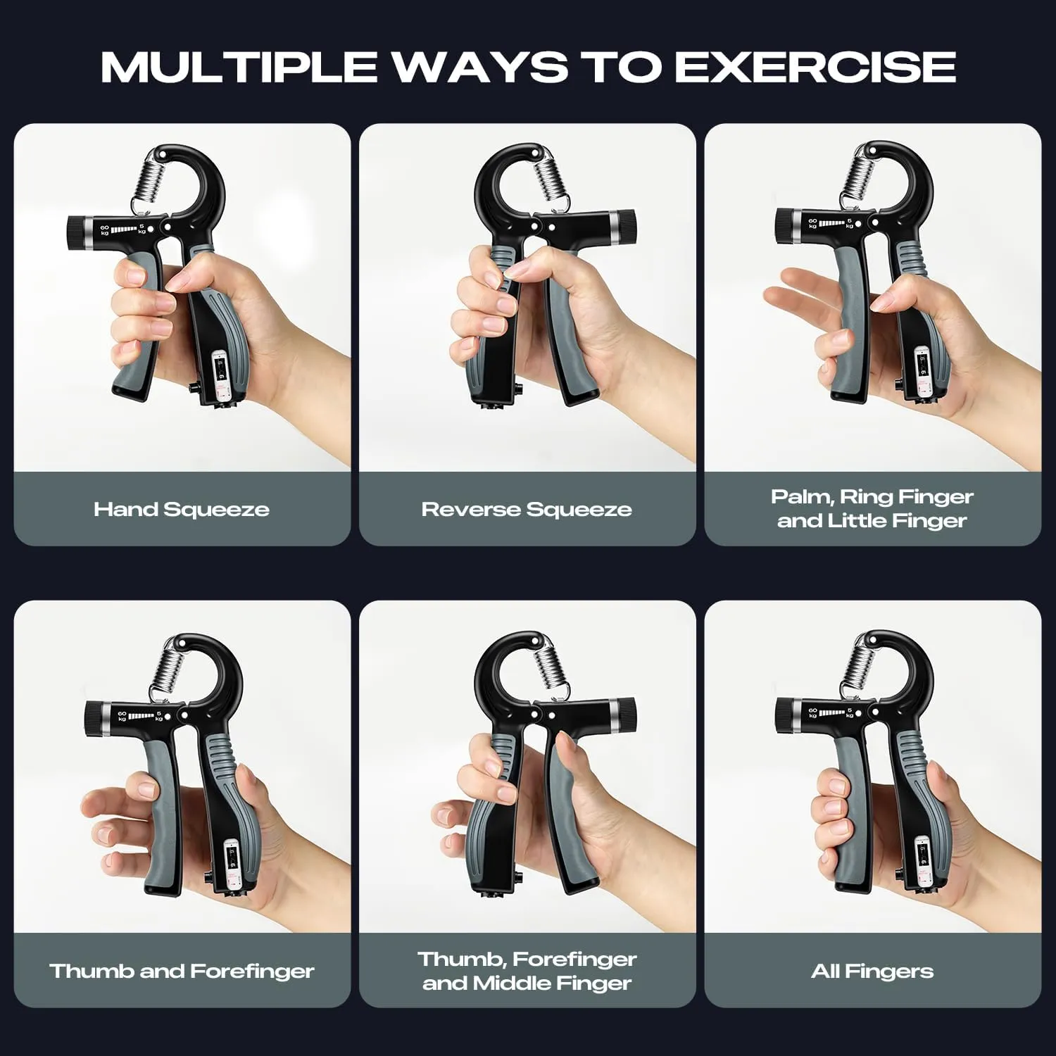 Adjustable Resistance 11-132lbs/5-60kg Hand Gripper