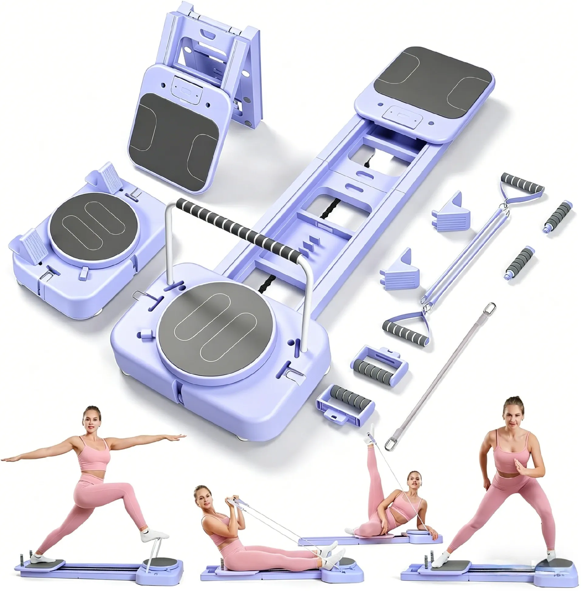 Pilates Reformer Board for Home Workout, 7-in-1 Pilates Equipment